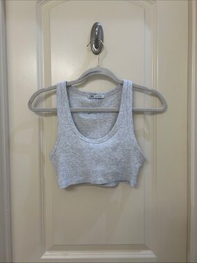 ZARA Light Gray Ribbed Crop Tank